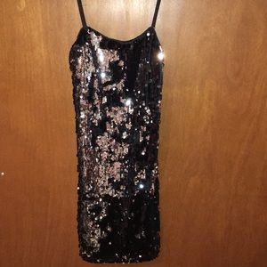 Black and Silver Reversible Sequin Dress